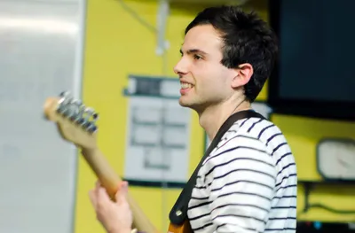 image of Daniel playing in studio